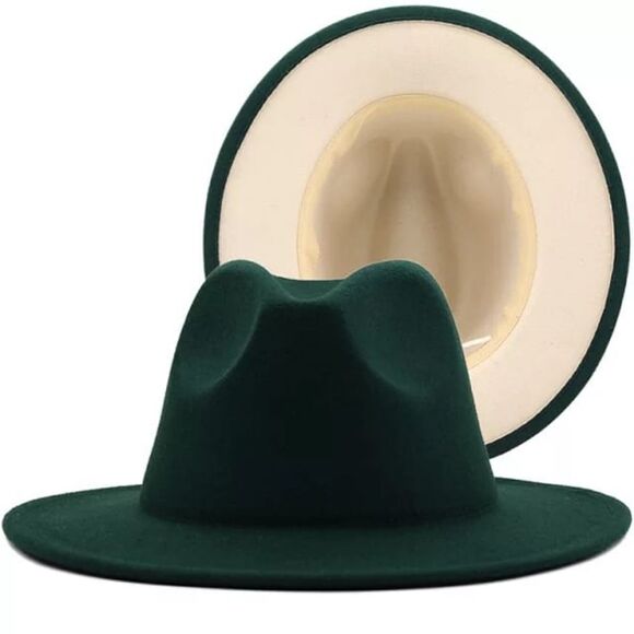 Army green with cream base Fedora Hat - Picture 1 of 1